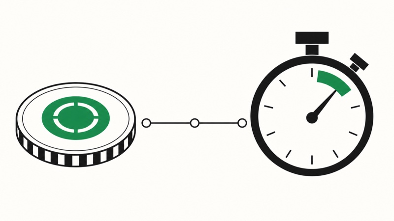 Grafik mit einem Kreis mit der Zahl 1 Euro und einem Kasten mit der Angabe 5 Sekunden, als Symbol für Einsatzlimit und Spielpause